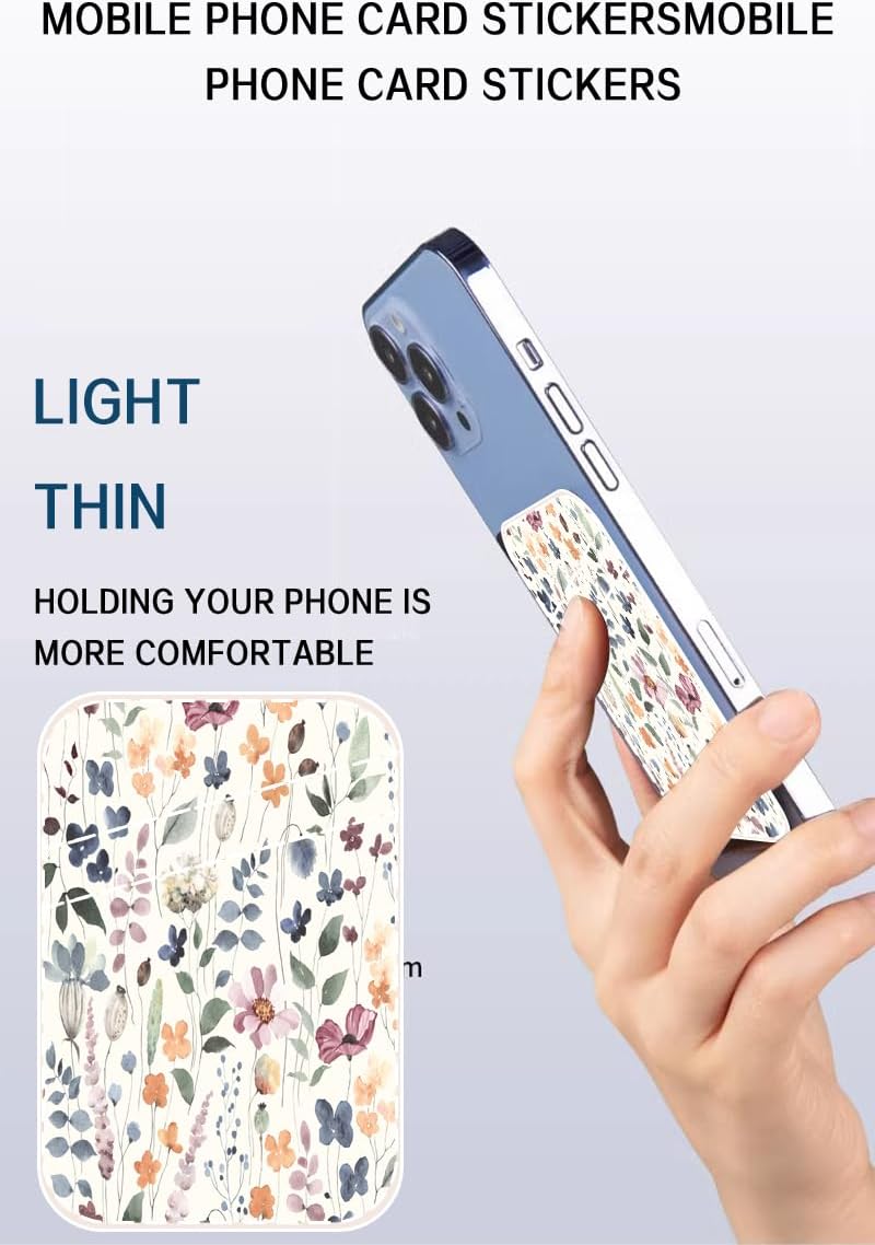 AOHRO Phone Card Holder - Dual Pocket Leather Wallet with Adhesive, Cute Credit Card Holder for Most Phones - Colorful