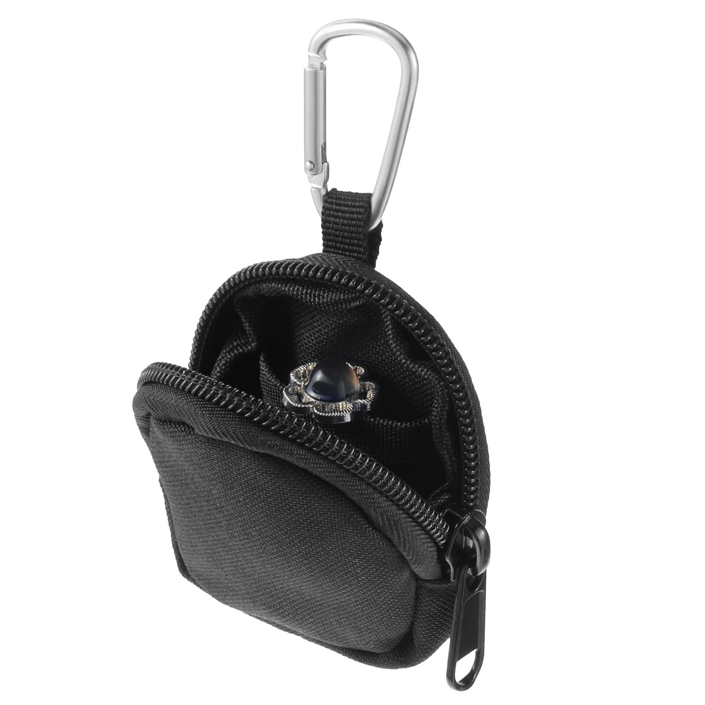 Nogeqi Ring Holder Keychain,Travel Ring Holder,Jewelry Holders for Sports Bag,Keychain Pouch with Metal Lock,Nylon Travel Jewelry Bag for Anti-Lost Keys,Coins(Black)