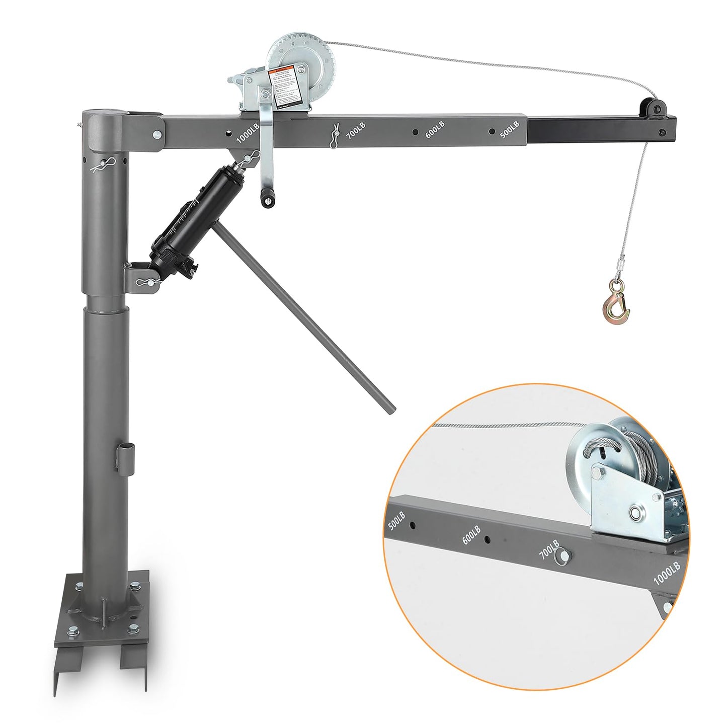 1000 lbs Truck Crane Hoist, Truck Jib Crane Hoist Crane Hitch Mount, 500 lbs Truck Hitch Crane/600 lbs Truck Crane Hoist/700 lbs Truck Crane/1000 lbs Pickup Crane for Lifting Goods
