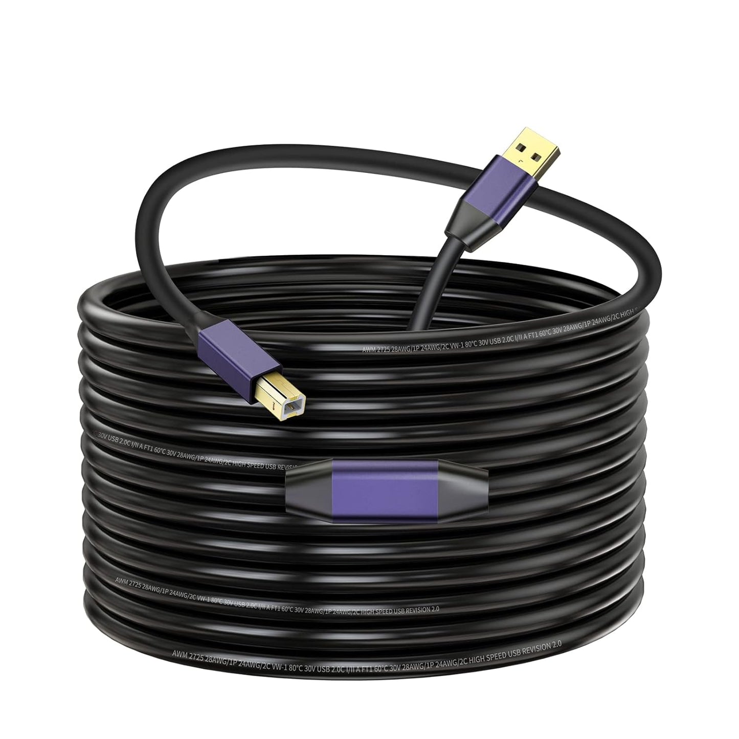 LDKCOK 2.0 50ft Active USB Printer Cable - A-Male to B-Male High Speed Printer/Scanner/Repeater Cable for HP, Canon