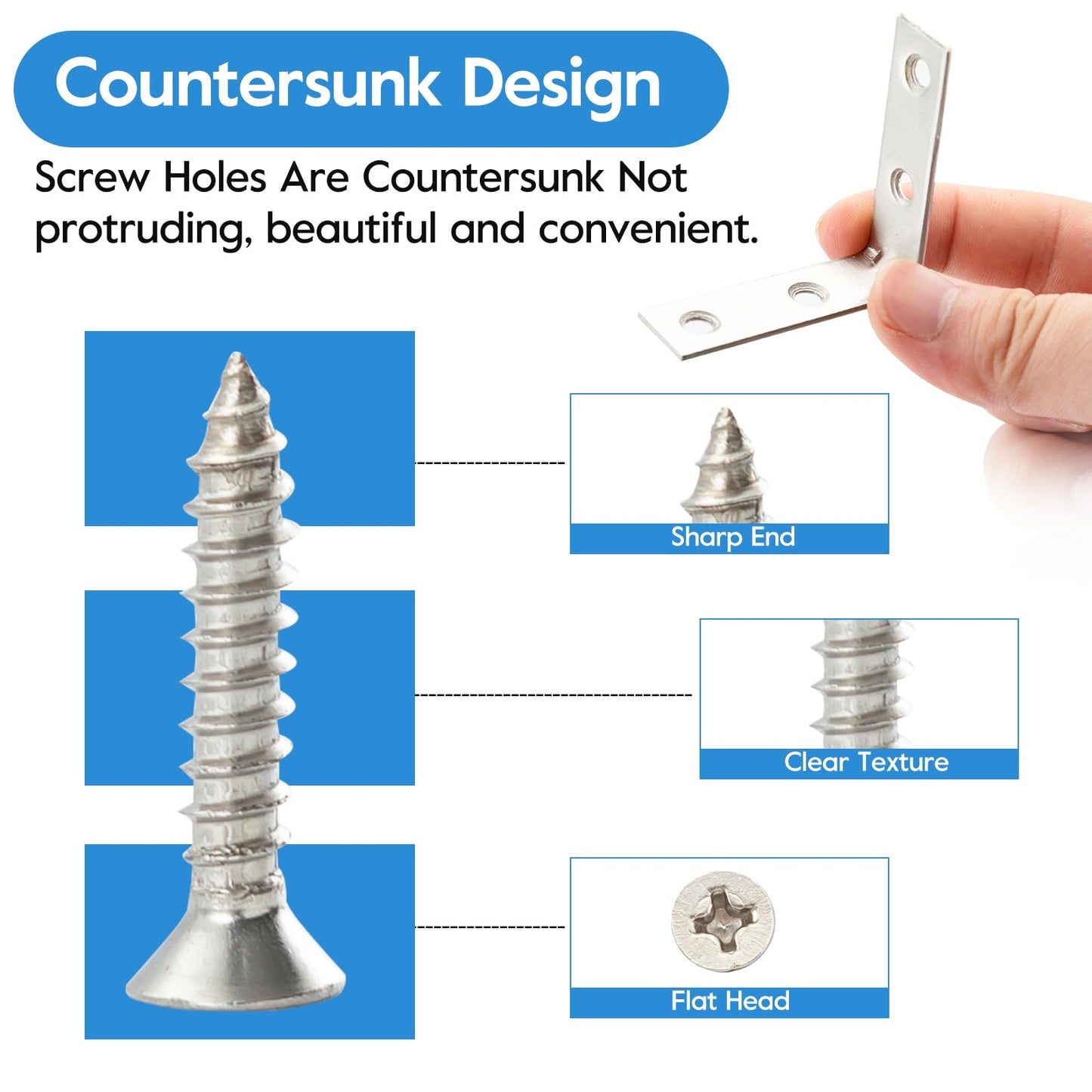 HOME MASTER HARDWARE 2 inch L Bracket Corner Brace Sets, Stainless Steel Corner Bracket, Joint Right Angle Brackets with Screws for Shelves Wood Furniture Frame(20 Pack)