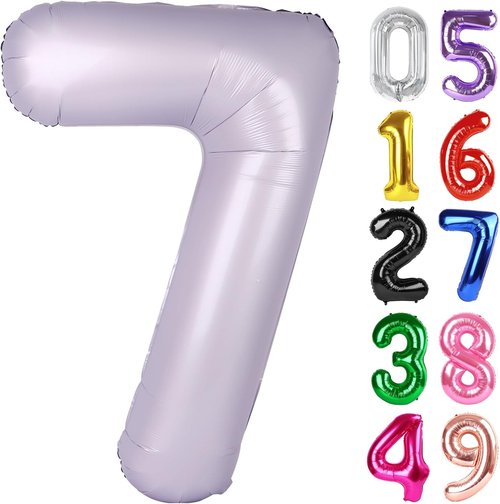 Lilac Number 7 Foil Balloon - 40 Inch Giant 7th Birthday Party Decoration for Kids