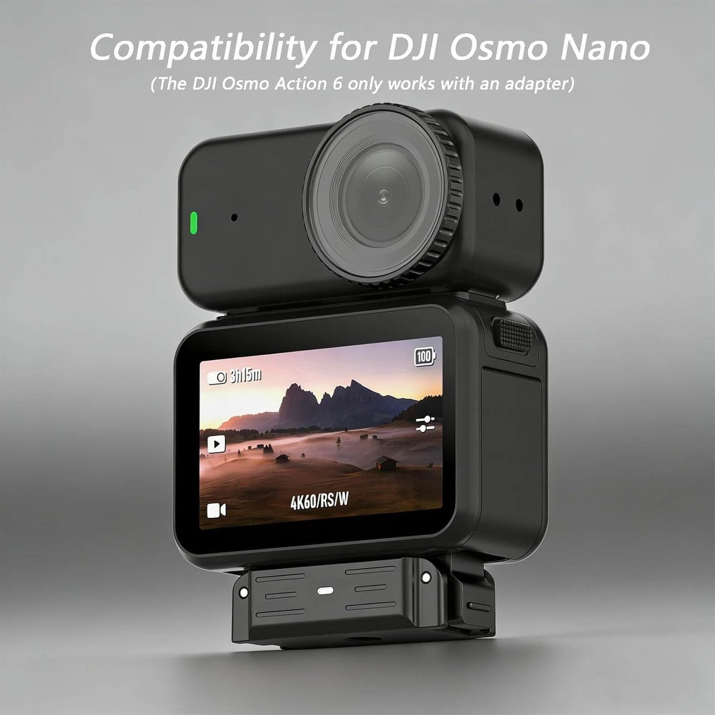 BLIKEJIN 1/4 (1 Charging Quick Release Adapter Base with Type C Port for DJI Osmo Nano, Dual-Direction Magnetic Mount