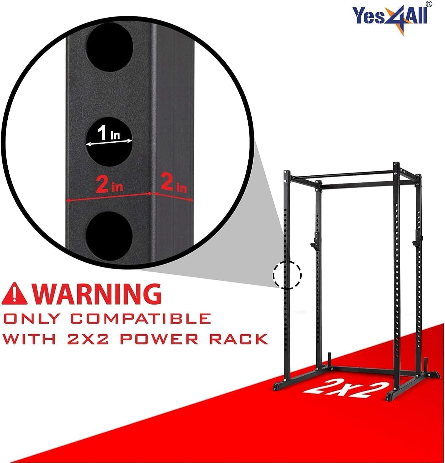 Yes4All Olympic Weight Plate Holder Attachment, Weight Plate Storage for Power Rack 2x2 Set of 4 - Fit 2 Inches Weight Plates