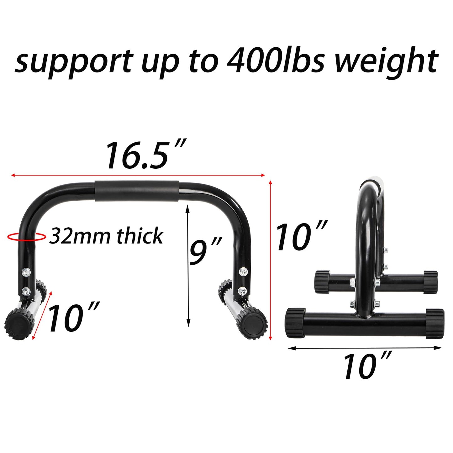 TOPZEA 2 Pack Parallettes Bars, 10" High Steel Push Up Handles Bars Strength Training Anti-Slip Calisthenics Equipment for Handstand, Full Planche, L-sit & Dip, Home Fitness & Gym Floor Workouts