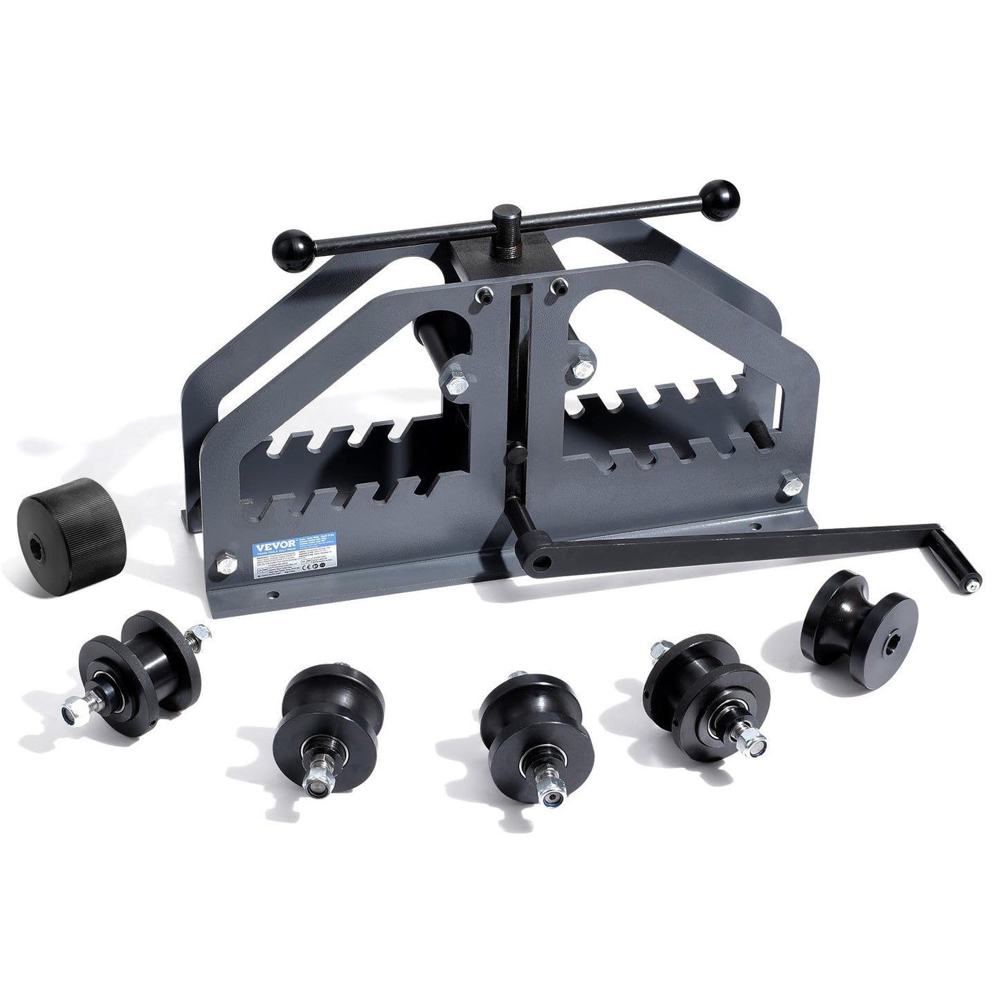 VEVOR Tube Roller Bender, Max 1-1/2" Manual Tube Pipe Roller Bender with 6 Dies, 360° Copper Aluminum Pipe Bending Tool for Square, Round Tube & Flat Bar, Ideal for HVAC Air Conditioning Auto Repair
