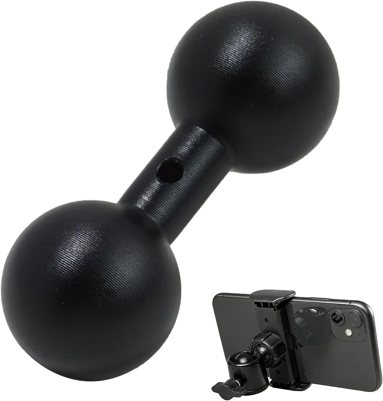 Vvluvva 1" 1-Inch Double Ball Mount Arm Adapter, Heavy-Duty Black Aluminum Alloy Ball Extension Connector