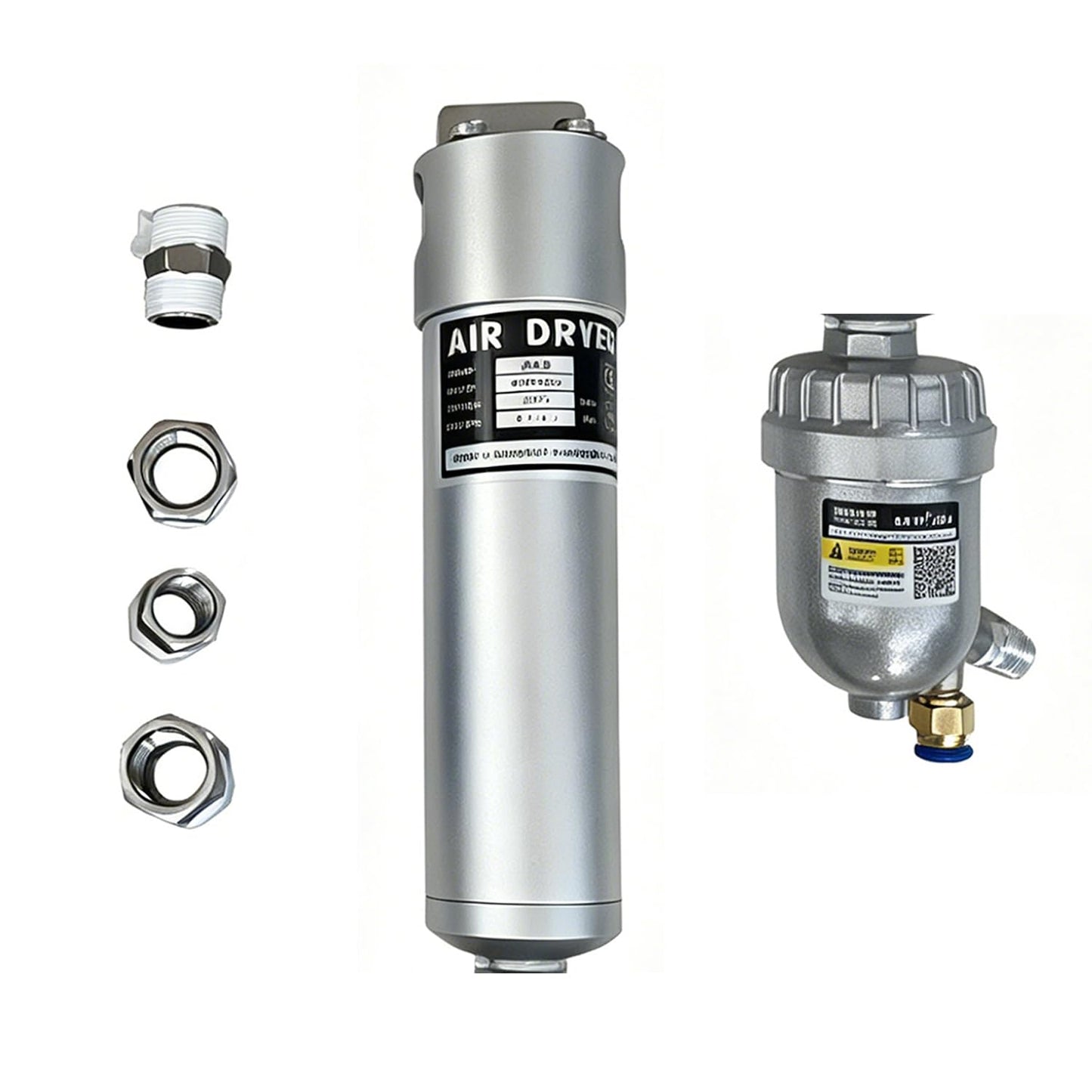 Industrial Compressed Air Dryer Filter Compatible with 1/4" 3/8" 1/2" NPT, 232 PSI, -10 to 70℃, Alloy Housing 0.01μm Upgradeable Port, Permanent Element No Replacement (Air Combination Filter S)