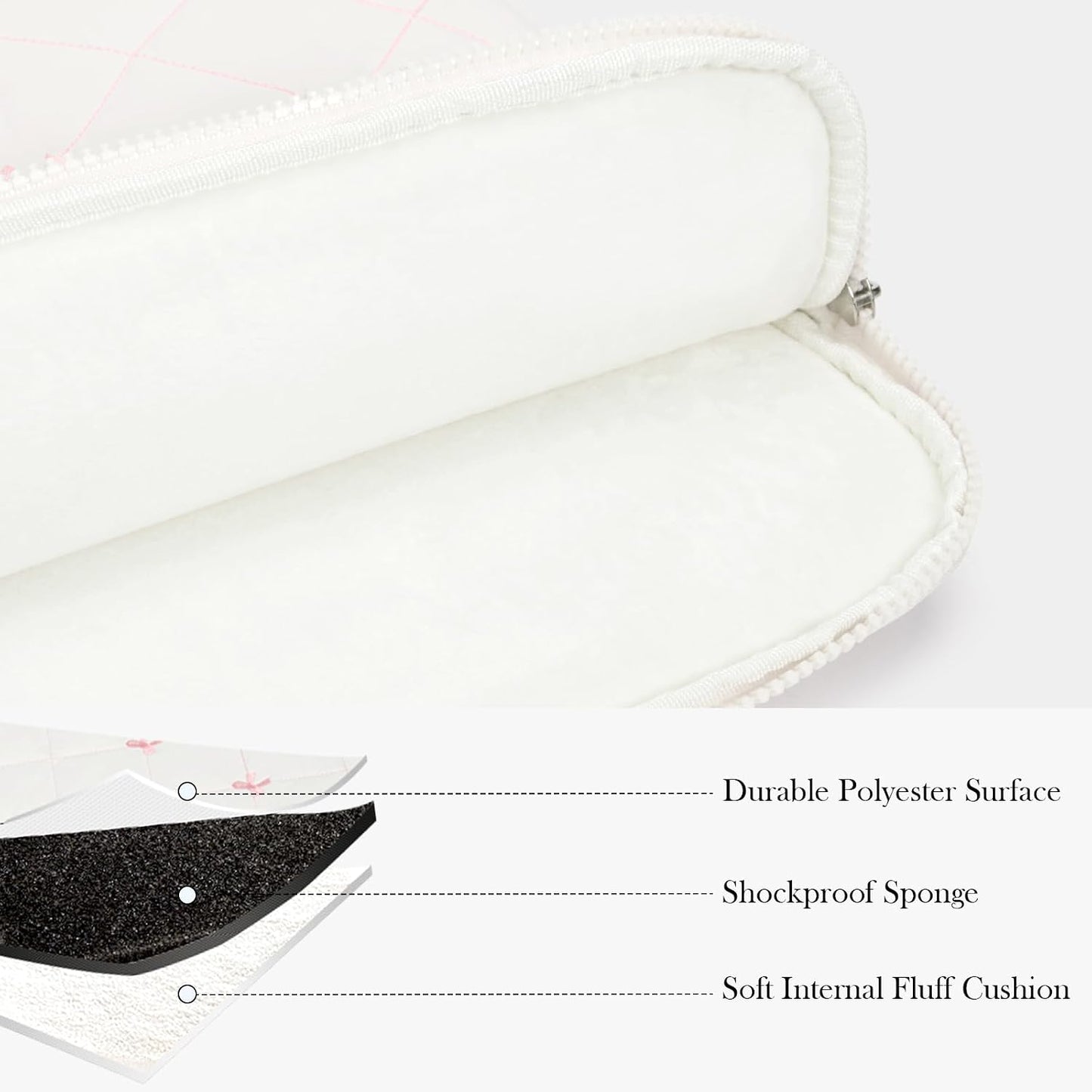 Generic 13-15 Inch 13-14inch) Cute Bow Laptop Case Coquette Puffy Laptop Sleeve Accessories Aesthetic Quilted Computer