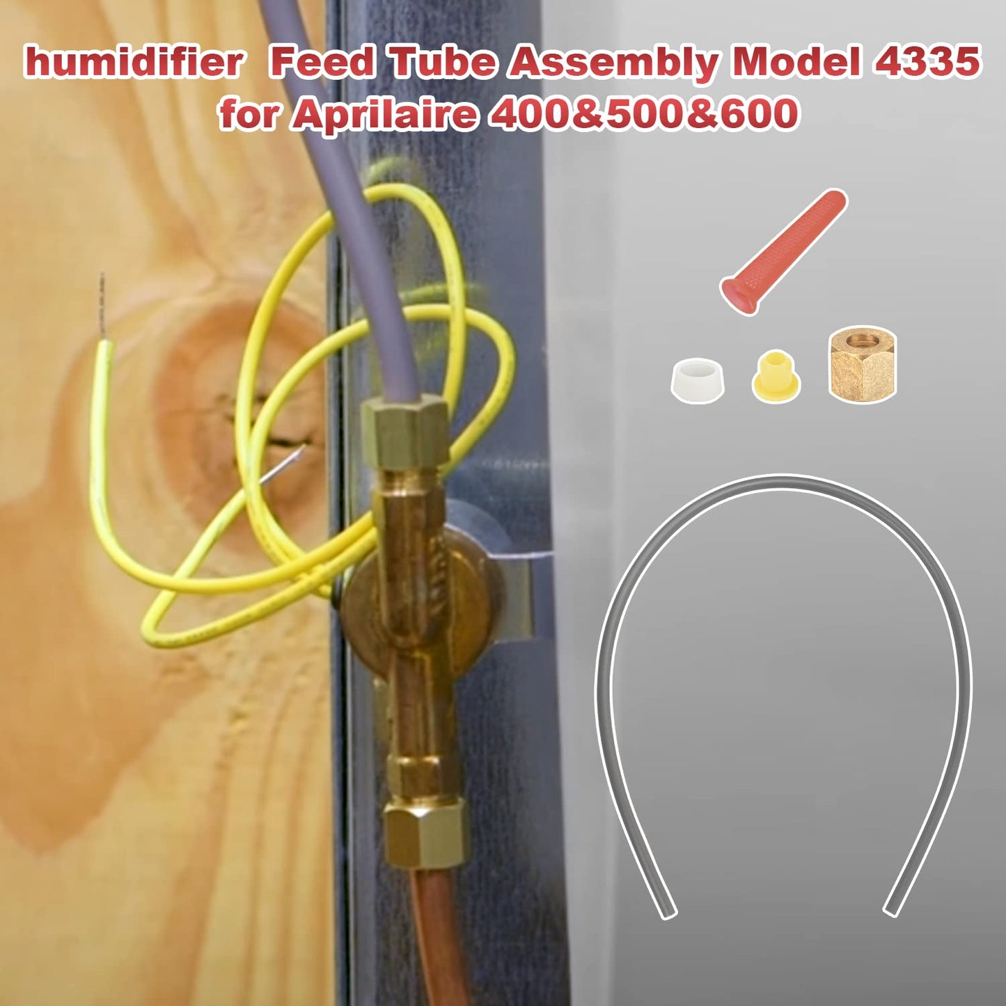 TNITRIB for Aprilaire 600 Humidifier Assembly-Feed Tube with Compression Sleeve and Nut (4335)&Included in-Line Strainer (4004)、Yellow Orifice (4231)