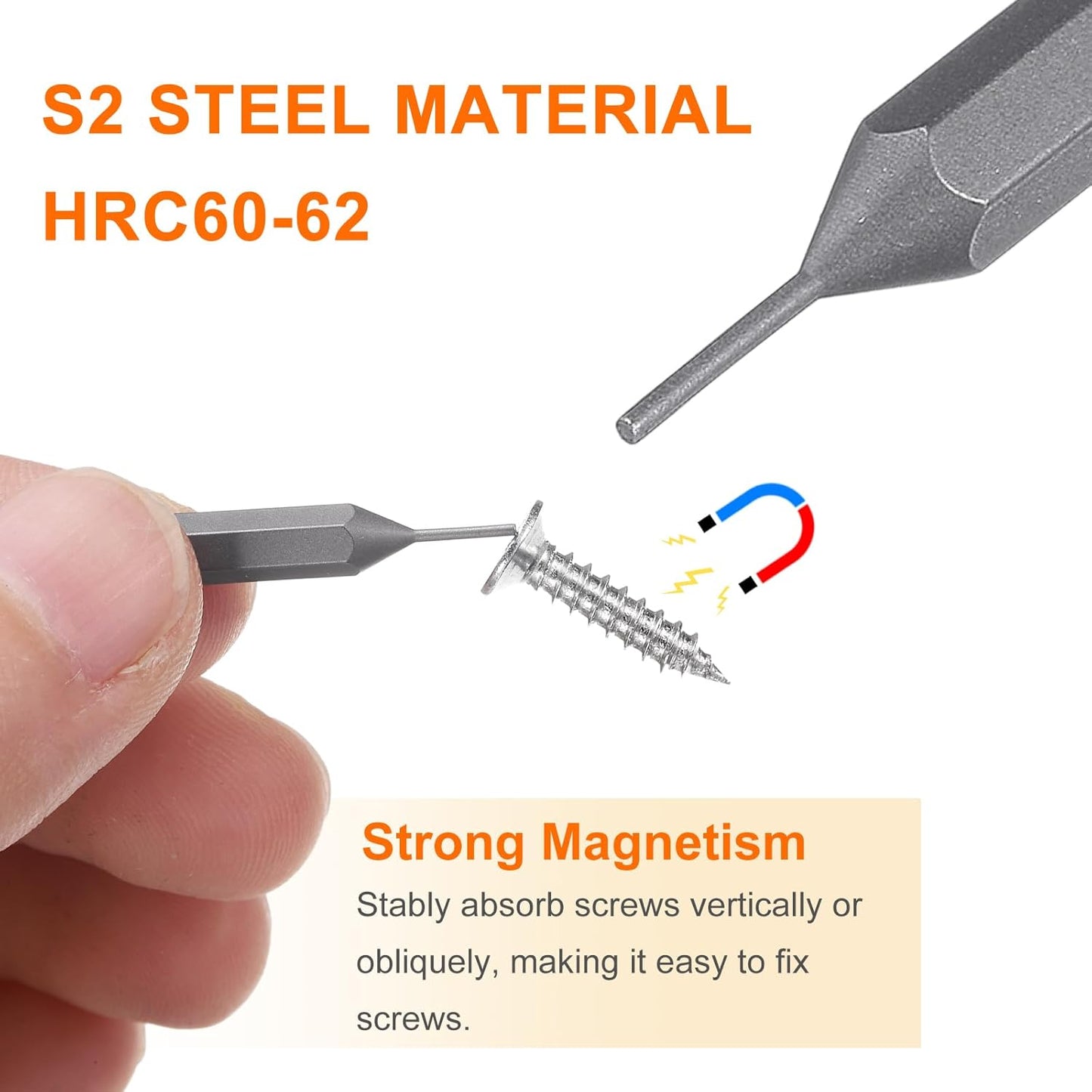 10pcs SIM0.8 5/32" 28mm S2 HARFINGTON Card Removal Screwdriver Bit Hex Shank Length Magnetic Cylindrical Head Steel SIM