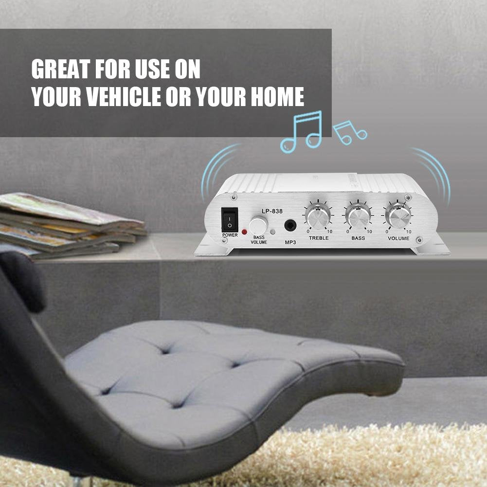 2x15W 20W 2.1CH MP3 MP4 Audio Power Amplifier, + Hi-Fi HiFi Stereo Subwoofer Amp Home Bass Audio Power Amplifier