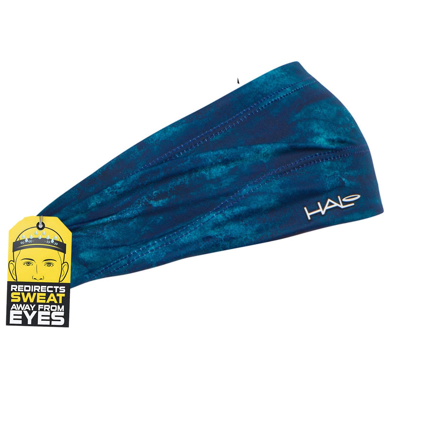 Halo Headband Bandit (Ocean Blue)-4 Inch Wide Pullover Headband for Both Women and Men-Patented Lightweight, Moisture Wicking Headband Yoga, Crossfit, Biking, Pickleball