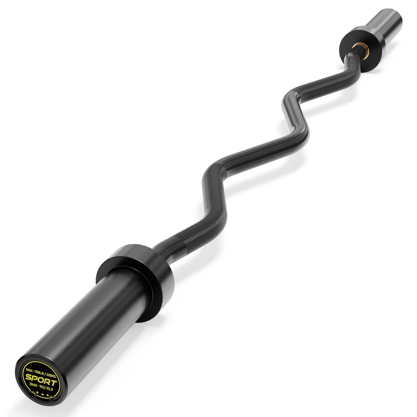 47 Inch Olympic EZ Curl Bar, 20 LB Solid Steel Curved Barbell with 2-Inch Sleeves, 700 LBS Weight Capacity, Diamond Knurling Grip for Bicep & Tricep Strength Training - Home Gym Equipment