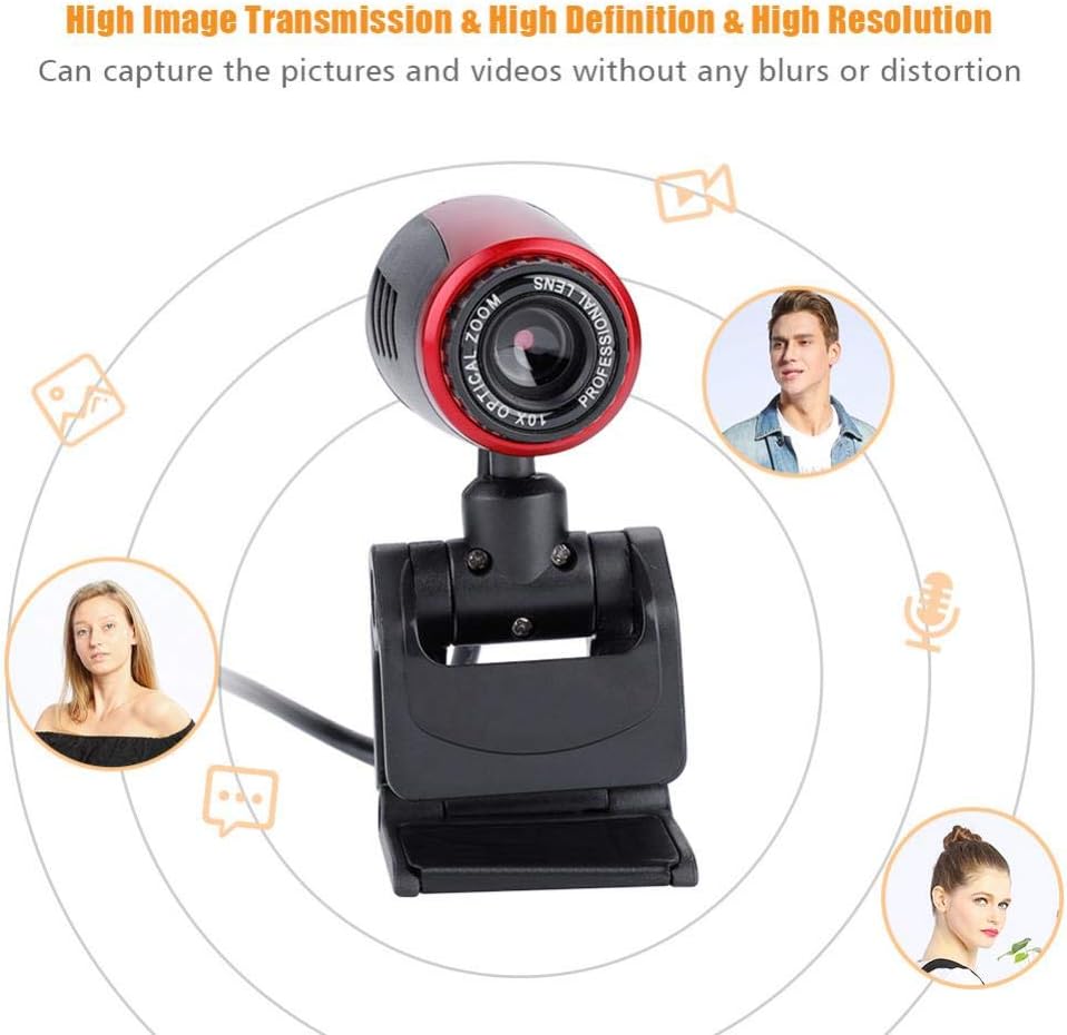 ASHATA 0.3MP 360 2000 32bit Webcam for Computer, Degree Web Camera Cam with Mic for PC Laptop for Skype/for MSN