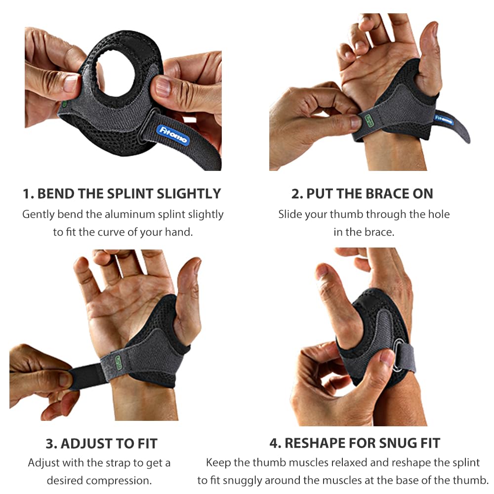 Fitomo CMC Thumb Brace with Shape-memory Restriction Splint for Osteoarthritis, CMC Joint Thumb Arthritis Brace Stabilizer for Basal Thumb Arthritis Pain Relief and Support, Medium, Left Hand, 1 Pack