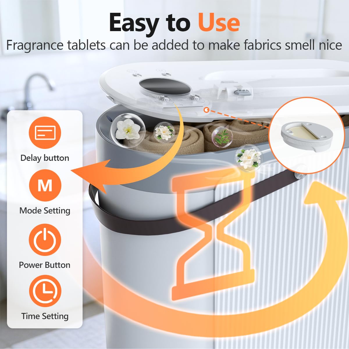 KISSAIR 30L Large Towel Warmer, Rapid Dry & Heated 2 in 1 Towel Warmer Bucket for Bathroom, Fits Up to Three 45"X70" Oversized Towels or One Large Blanket, 24-Hour Timer and Auto Shut Off, White