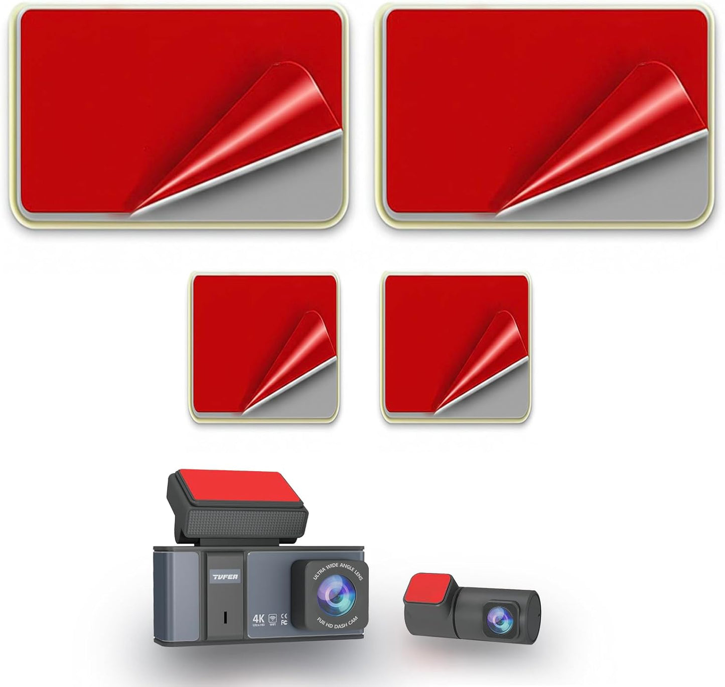 Tvfea 4pcs Sticky Adhesive Pad Replacement for Mounting Dash Cam, Heat Resistant Double Sided Mounting Sticker Tape