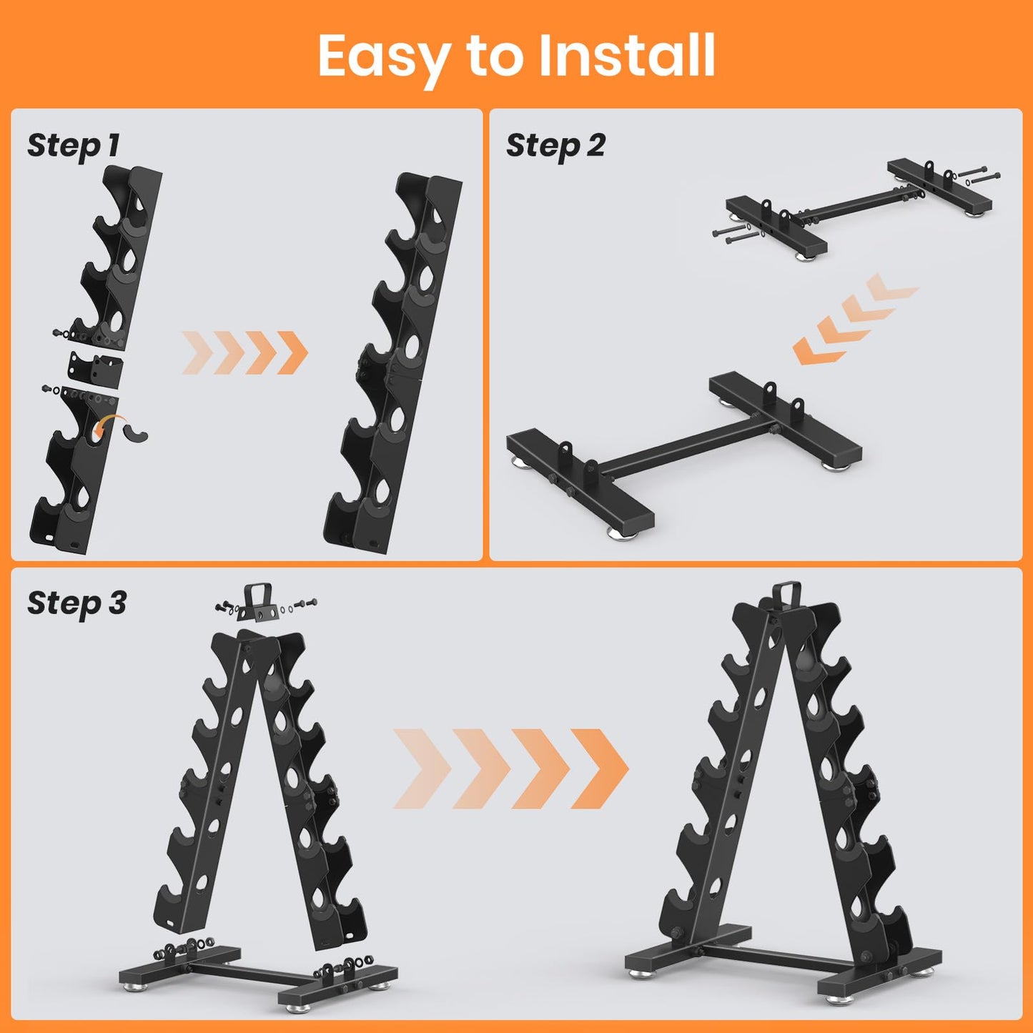 TomCare Dumbbell Rack Stand Only, 5 Tier Weight Rack for Home Gym Metal Compact A-Frame Dumbell Holder for Dumbell Set (5-35 LB), Weight Storage Holder with Handle (Stand Only)