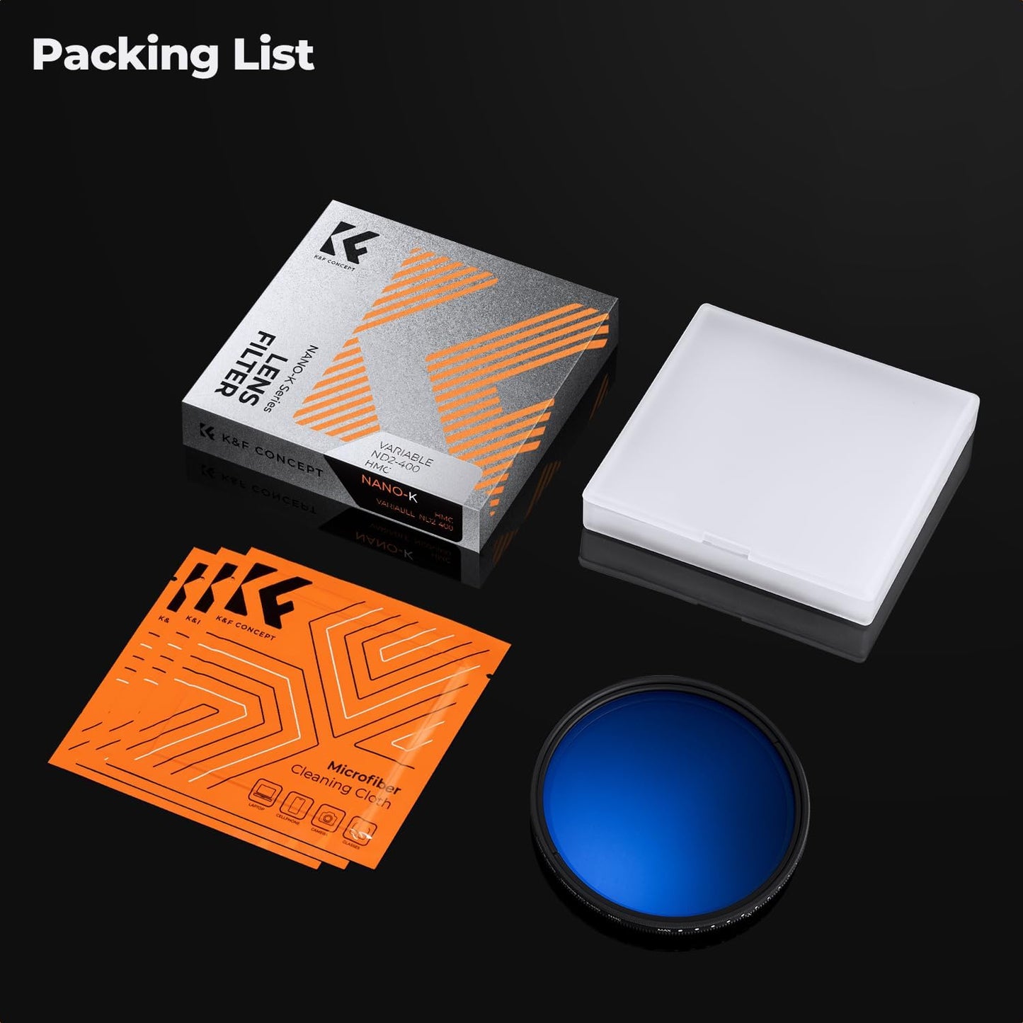 K&F CONCEPT 67mm ND2-ND400 (1-9 18 Variable ND Lens Filter Stops) Multi-Layer Coatings Adjustable Neutral Density Ultra