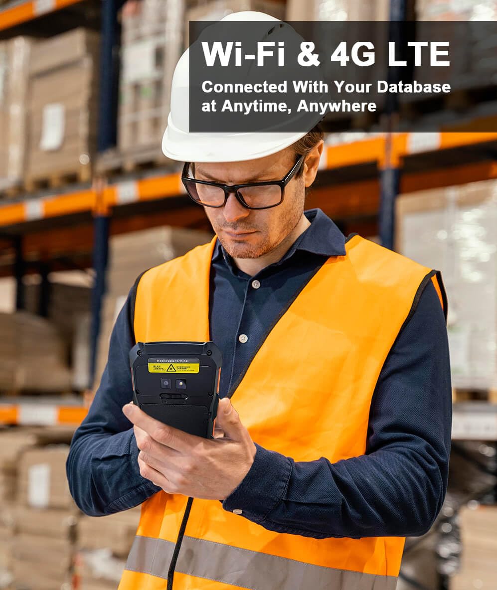 Vanquisher Android 13 Barcode Scanner Handheld Mobile Computer, 5.5-inch Touchscreen PDA Scanner with Integrated Honeywell 1D & 2D Bar Code Scan Engine, WiFi & 4G LTE, for Warehouse & Logistics