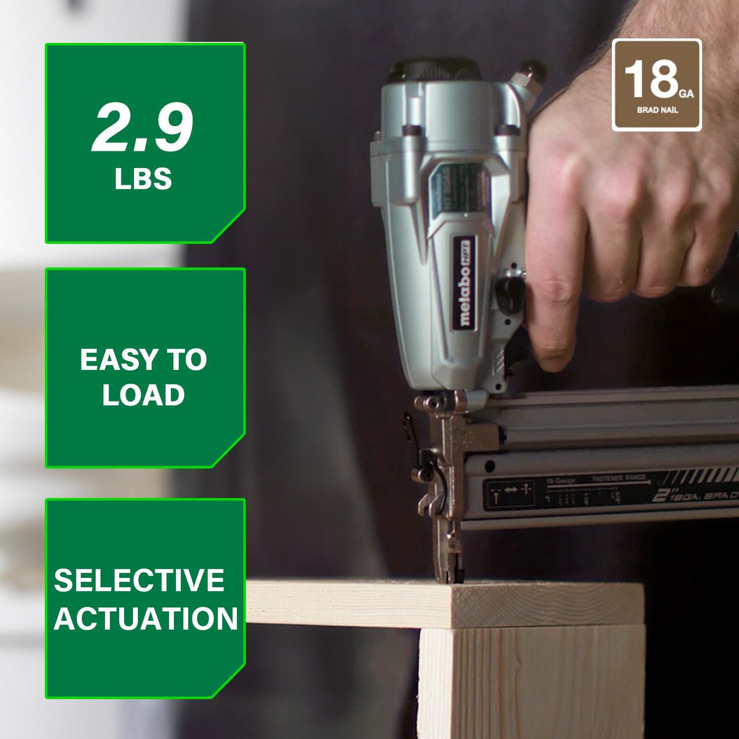 Metabo HPT Pro Brad Nailer, Pro-Preferred Pneumatic Finish Power Nailer for Trim Work, Furniture Building, Lightweight and Durable with Aluminum Magazine, 18 Gauge, 5/8″ to 2″ Brad Nails, NT50A5