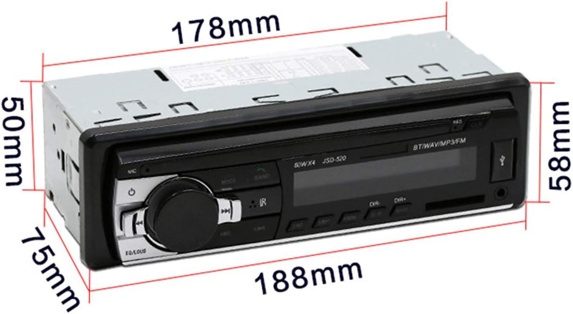 WEPARTICULAR 12V MP3 Single Din Car Stereo Car Radio Receiver Bluetooth Hands-Free, Audio Player USB Port SD Port AUX