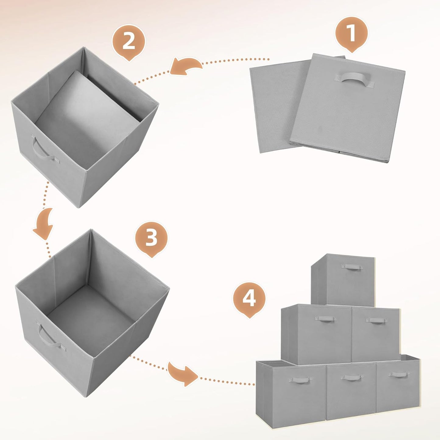 Storage Maniac 13-Inch Collapsible Storage Cubes - Durable Fabric Bins for Organization | 10-Pack Grey
