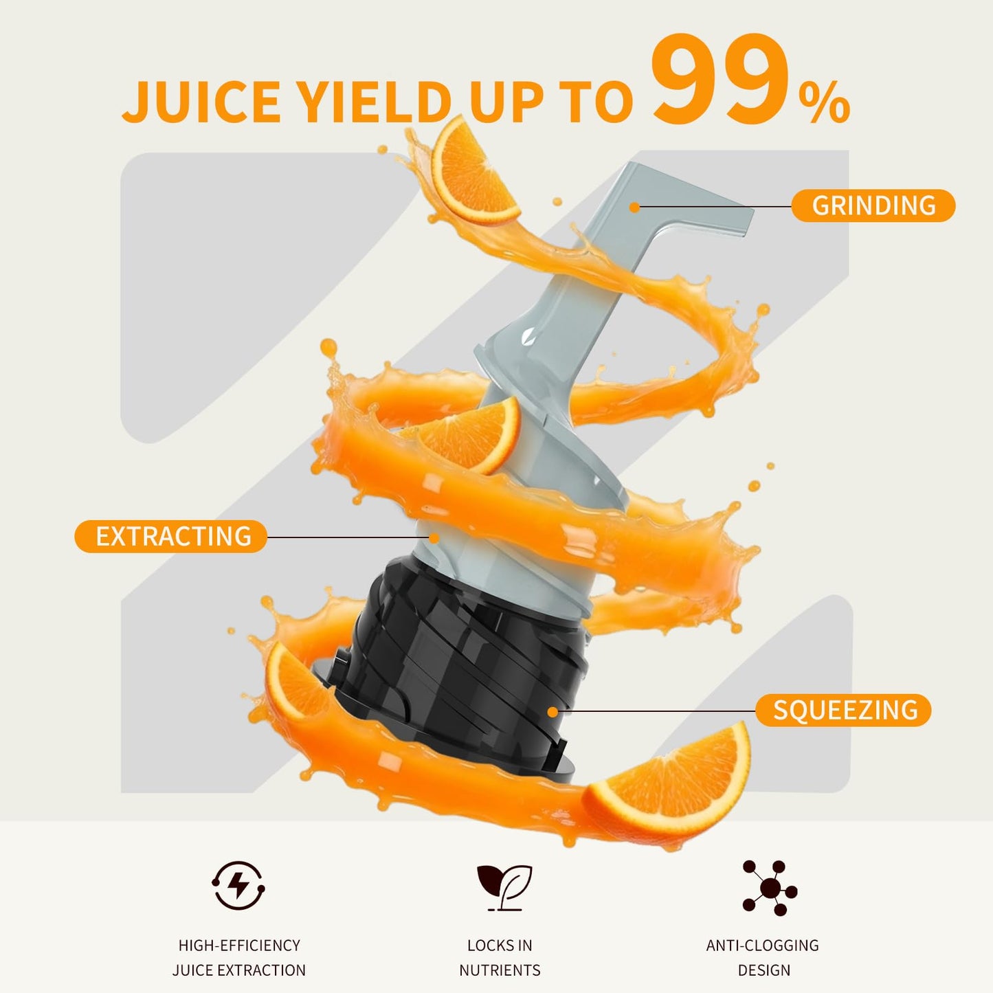 XTKKGFBIR Cold Press Juicer, 400W Masticating Juicer with 6" Extra-Large Feed Chute, 55RPM Slow Juicer, High Juice Yield, Easy to Clean, for Whole Fruits, Vegetables, Nut Milk & Sorbet, 1.8L Capacity