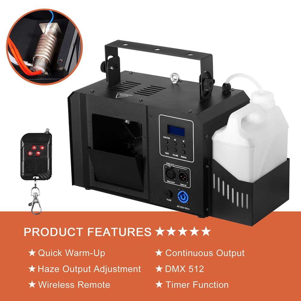 Haze Machine, 700W Continuous Output Fog Machine with Wireless Remote and DMX, Enhances Light Shows – Perfect for Stage, Parties, Halloween, and Clubs