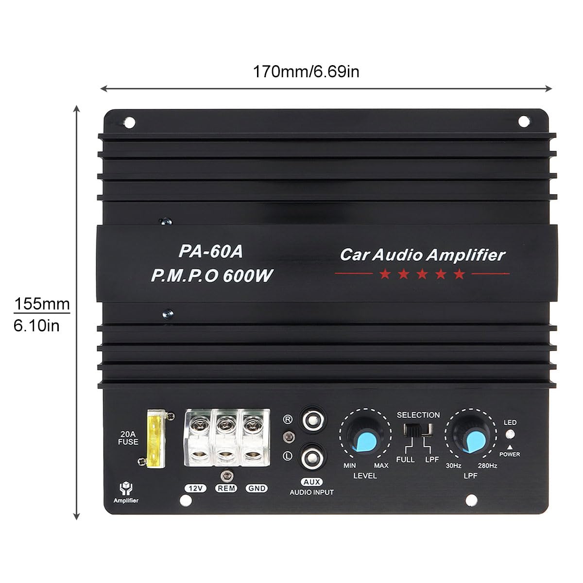 DriSentri 12V 600W Subwoofer Board Bass Module High Power Mono Channel Car Audio Amplifier Board, Powerful Bass Car