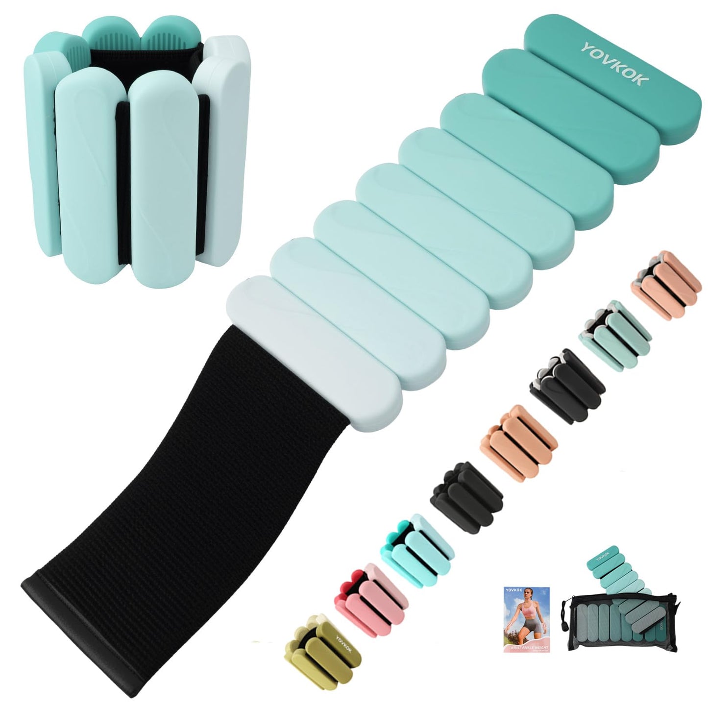 Ankle Weights for Women Men, Silicone Wrist Weights Set of 2 - Wearable Leg Weights/ Arm Weights Ideal for for Home Gym Workout, Running, Yoga, Pilates, Barre, Exercise, Strength Training (Blue Gradient, 2 lbs Pair (1lb Each))