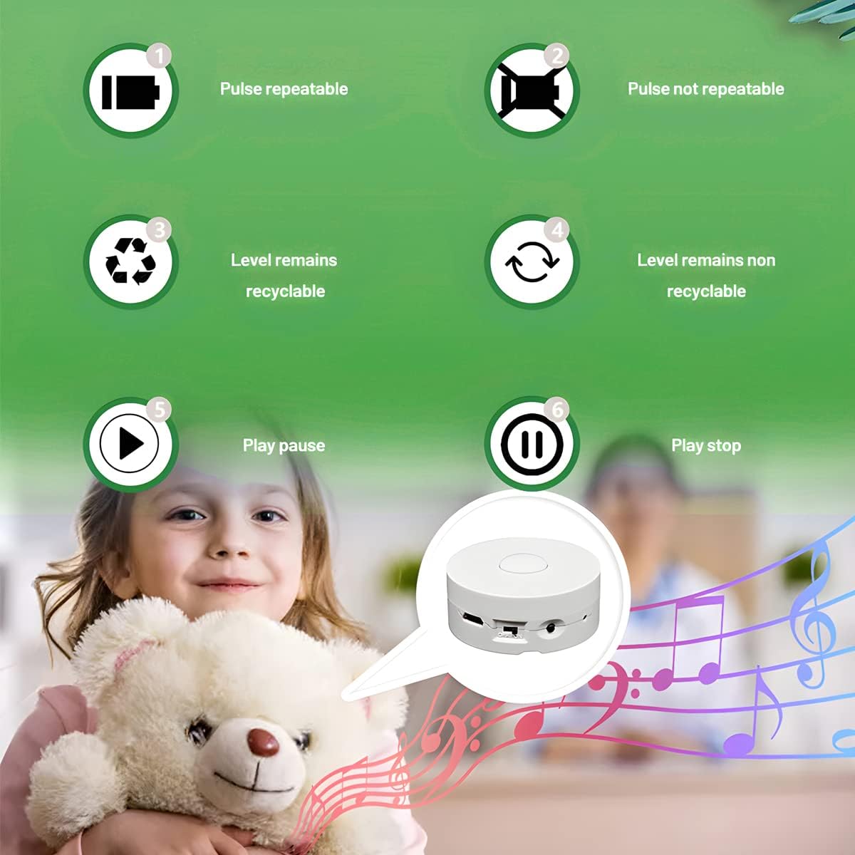 XLW Recorder,16Min Pillow.16MB (2P Voice Voice Recording Button for Stuffed Animals, Bear,Crafts Record Custom Messages