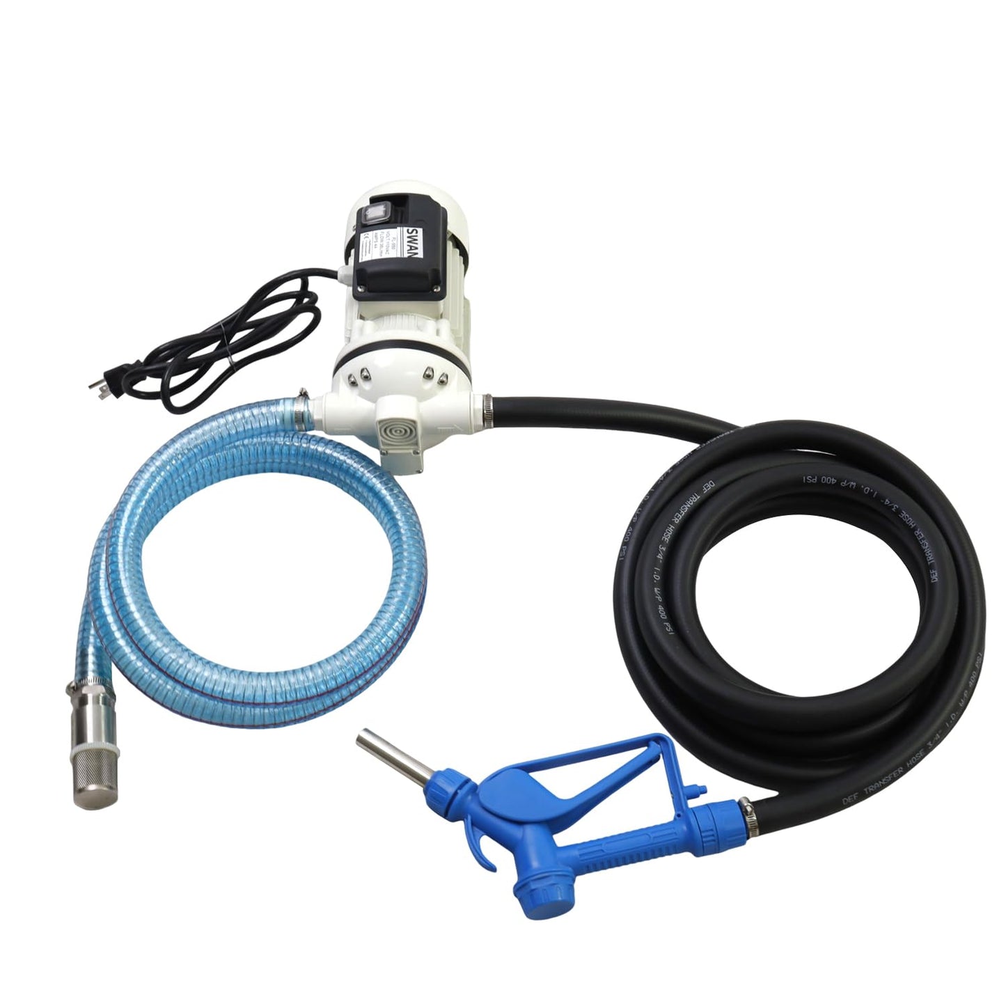 SWANGE 10GPM DEF Transfer Pump Kit, 110V 550W Self-Priming, w/DEF Nozzle, for Truck Tractor Farm Urea/DEF Fluid Transfer Solution