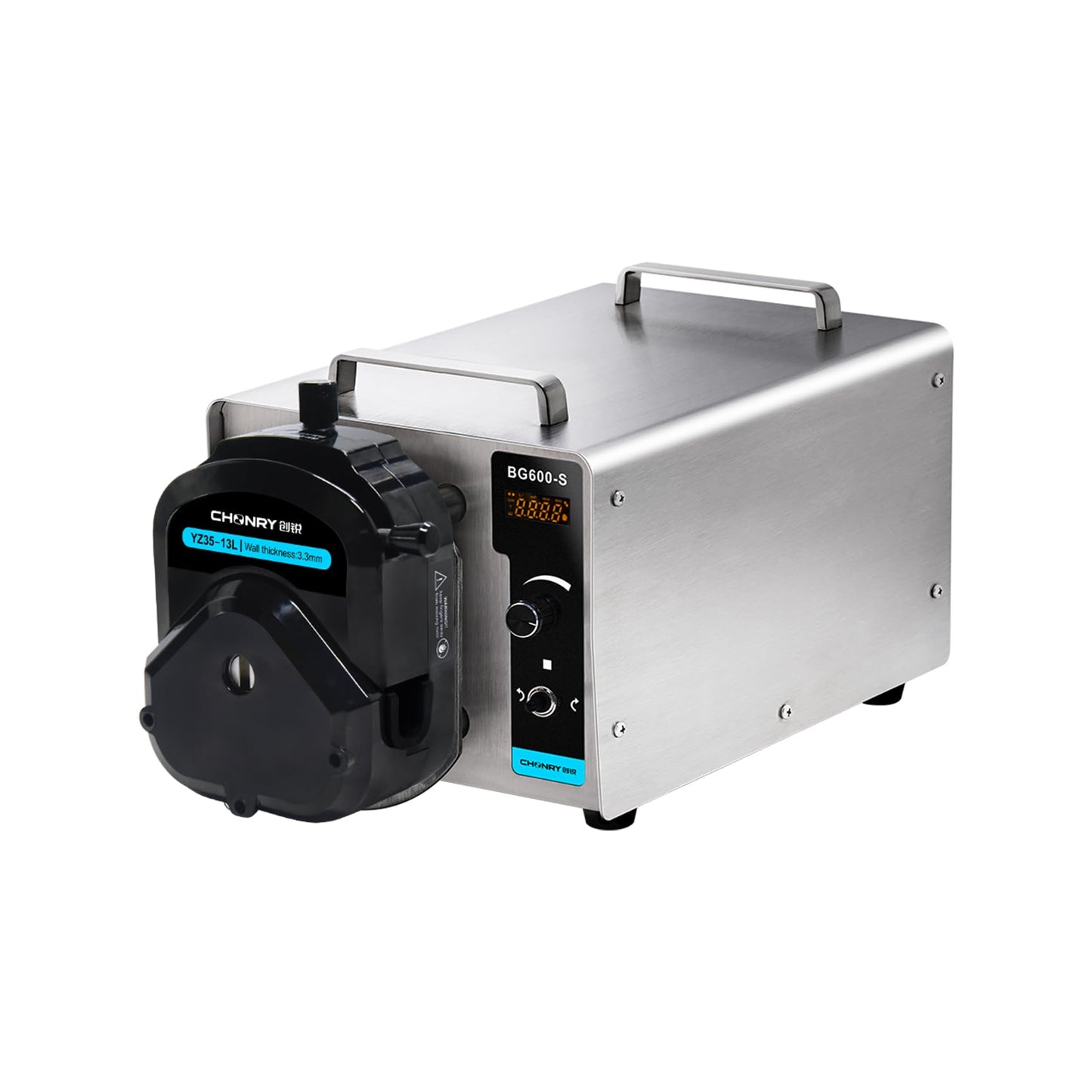 BG600-S High Volume Industrial Peristaltic Pump with Pump Head, Digital Knob Adjustment Flow Rate 1.3-12000ml/min with 2 Meter 82# Tubing High Precision Easy Operation Has Power Outage Memory Function