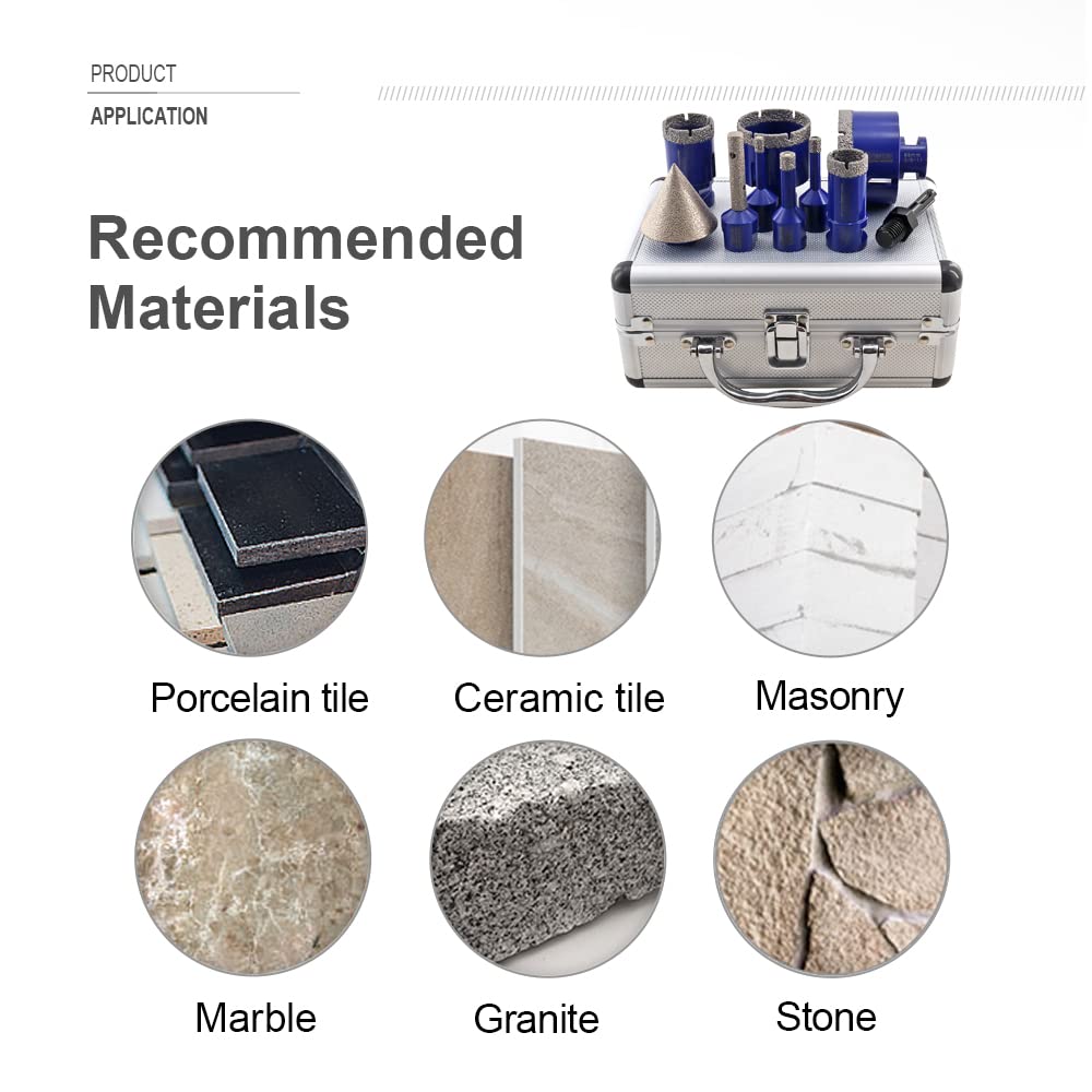 SHDIATOOL Diamond Core Drill Bits, Tile Hole Saw, Driling for Porcelain Ceramic Marble Nature Stone 5/8"-11 Thread