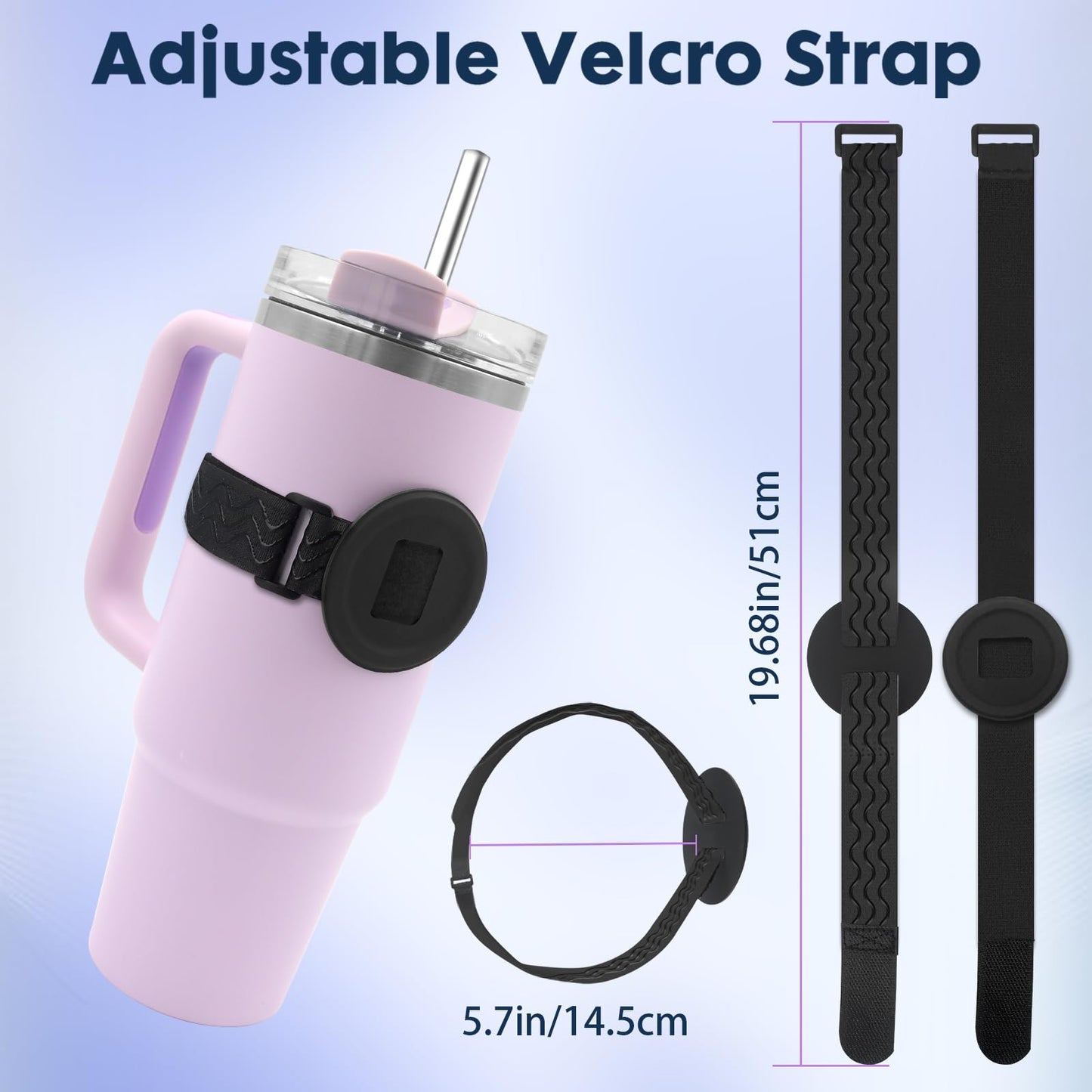 Water Bottle Phone Holder for MagSafe, Magnetic Holder Upgrade Silicone Anti-slip Adjustable Strap for Stanley Cup Gym Accessories, for iPhone & AirPods Owala Simple Modern Water Bottle w/2×Metal Ring