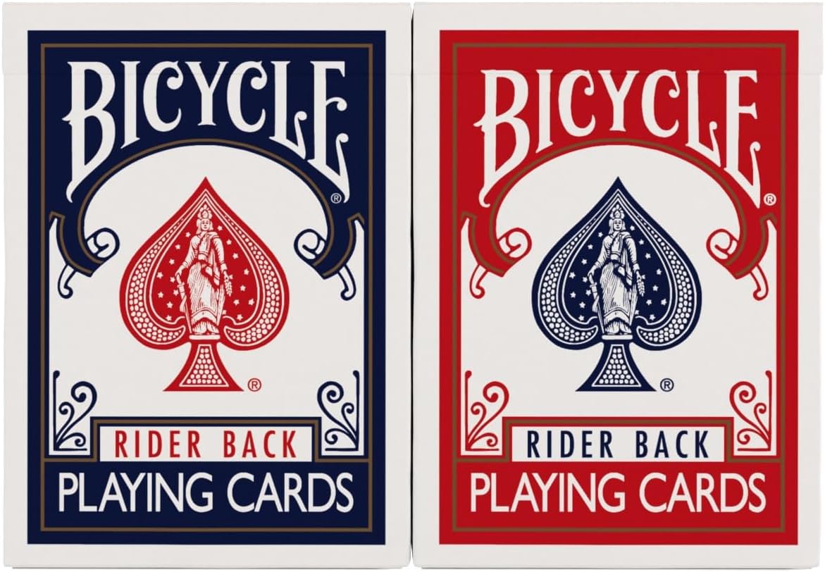 Rider Bicycle Playing Cards - Standard Poker Size Deck, Red & Blue (2 Pack) | Classic Fun for All Ages