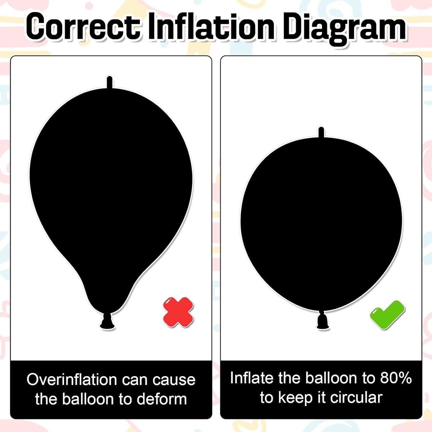 Skiennix Black Link Balloons - 120 Pcs 6-Inch Latex Balloons for Birthday & Wedding Decor