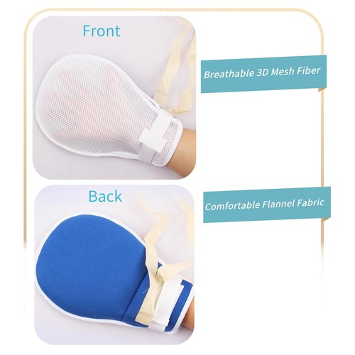 Lmaray Dementia Restraint Gloves 2 Pack, Breathable Anti Scratch Mitts for Elderly Patients, Safety Control Gloves for Adults