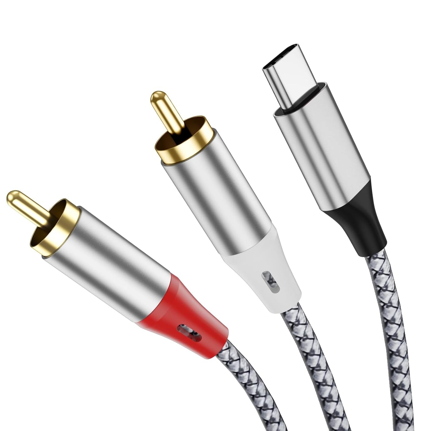Liaoan Weiyu 2 2 MP3 USB C to RCA Stereo Adapter Cable, TYP-C to RCA Audio Cable, Suitable for TVs, Computers, Mobile