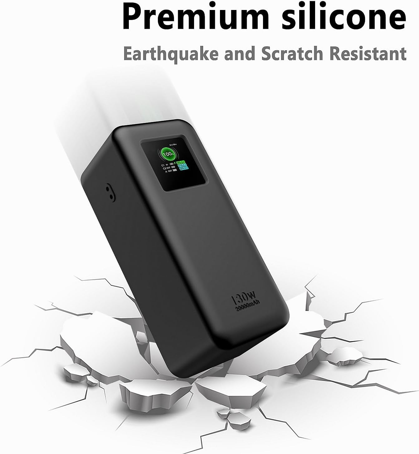 Geiomoo 20000mAh 130W Soft Silicone Case for UGREEN Nexode Power Bank Flexible Scratch Resistant Cover (Black)