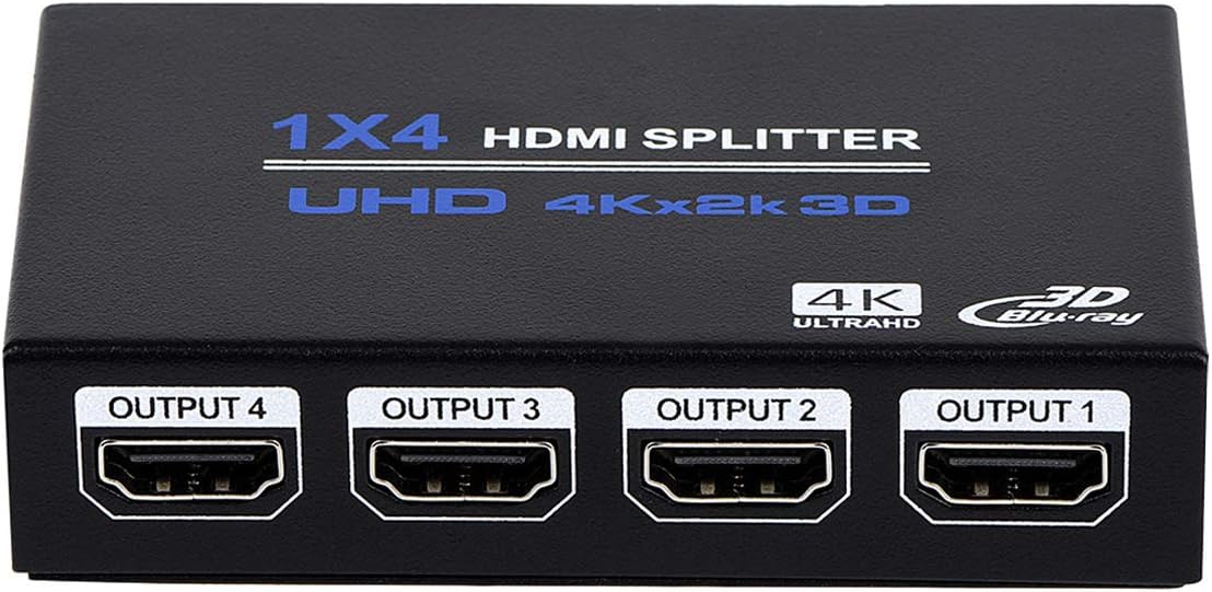 ENBUER 1x4 1 4 3D 4K 2K PS3, HDMI Splitter, in Out HDMI Splitter Audio Video Distributor Box Support & x Compatible