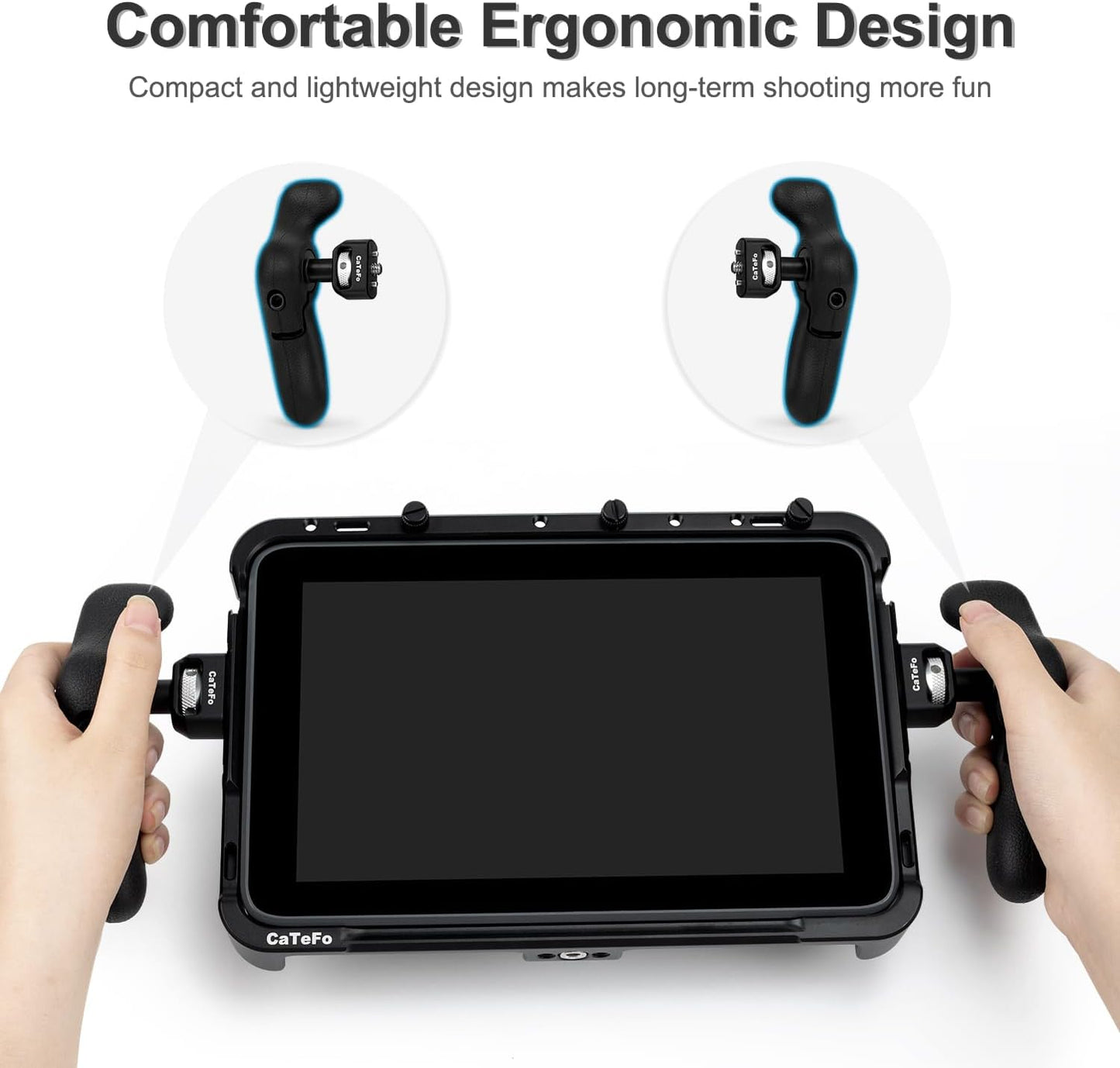 CaTeFo 360 1/4 StarGrip Camera Side Handle Grip for DSLR & Mirrorless Cage, Adjustable Ergonomic Handgrip Pair