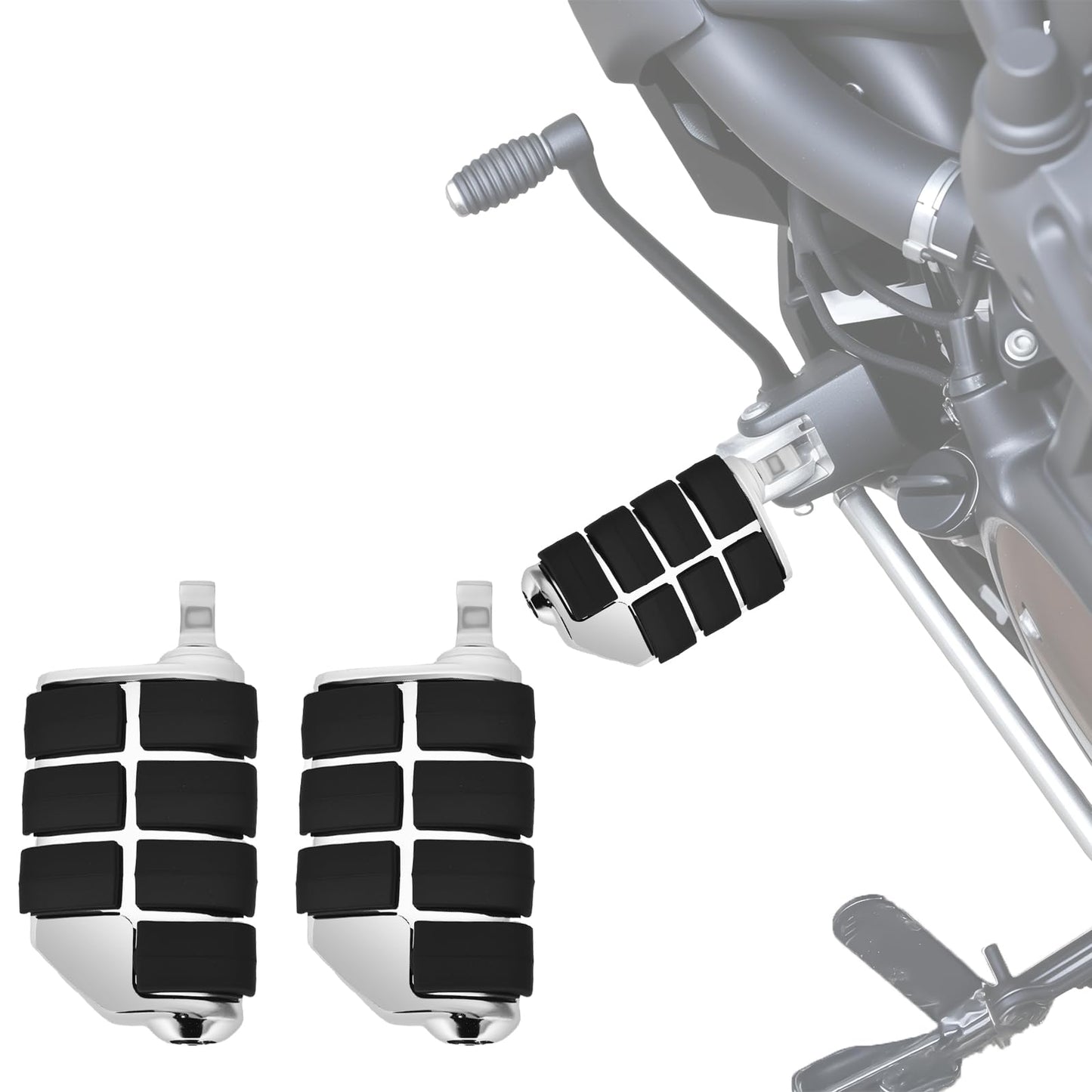 Motorcycle Foot Pegs, 10mm Highway Passenger Footboard Footpegs Male Mount Foot Rest Pedal Lion Paw Style Fit for Harley Davidson Touring Street Glide Softail Dyna Sportster(Chrome)