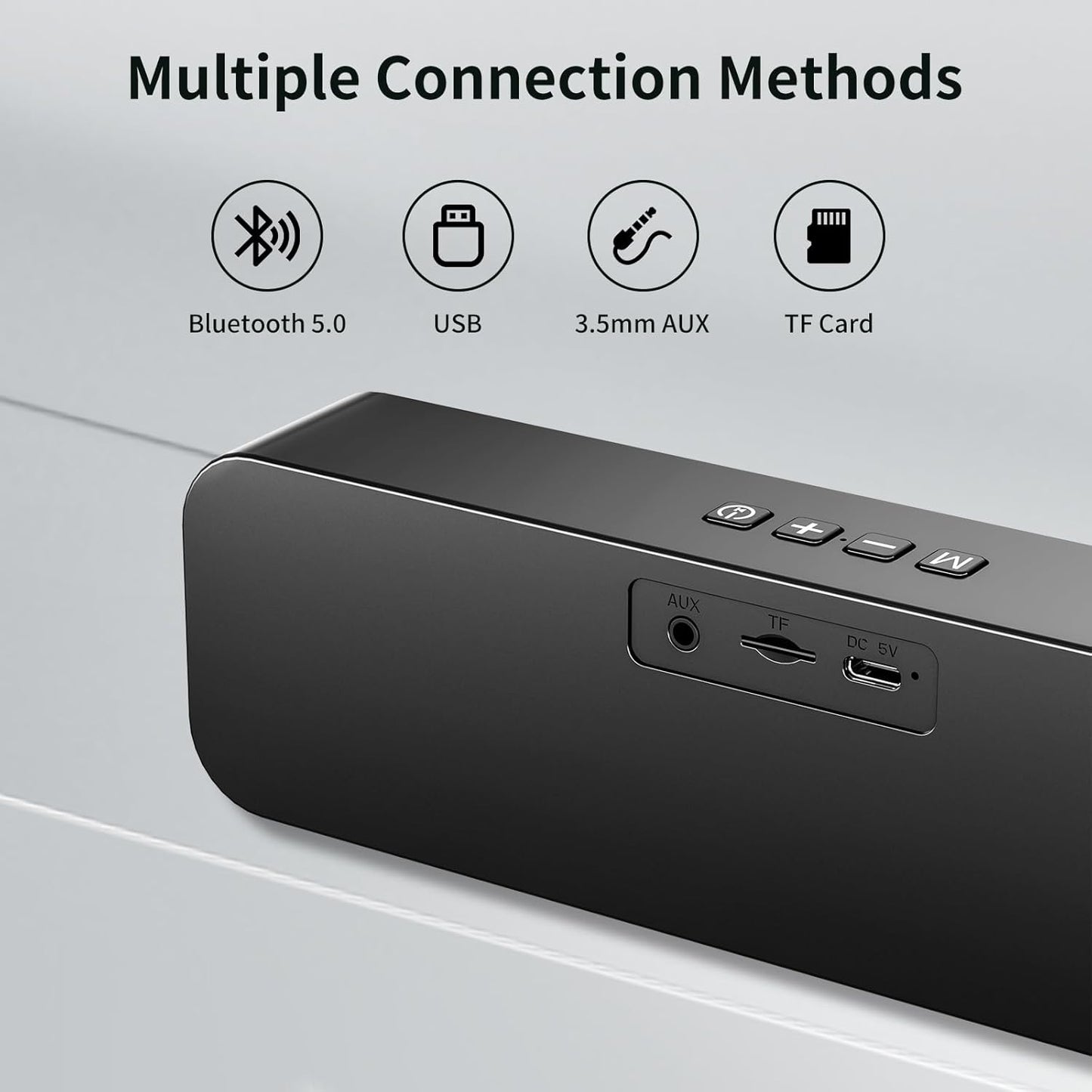 KASOHQEE 3.5mm USB Computer Speakers,Pc Speakers for Desktop,Stereo Sound & Rich Bass,with Aux-in,Bluetooth,TF Card
