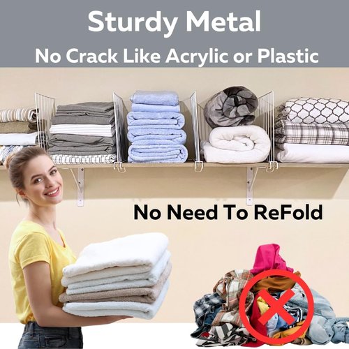 Evelots Shelf Dividers - 8 Pack Closet Organizers for Wood Shelves | Durable 12-Inch Tall Design
