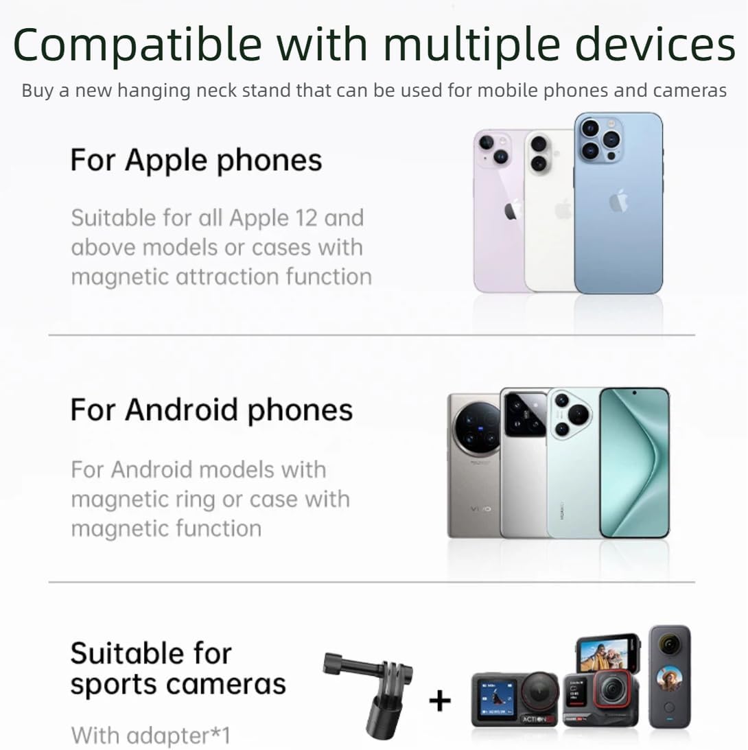 Chapter Seven Neck Hanging Phone Holder,Hands Free POV/Vlog Chest Camera Phone Holder for Video Recording,Compatible