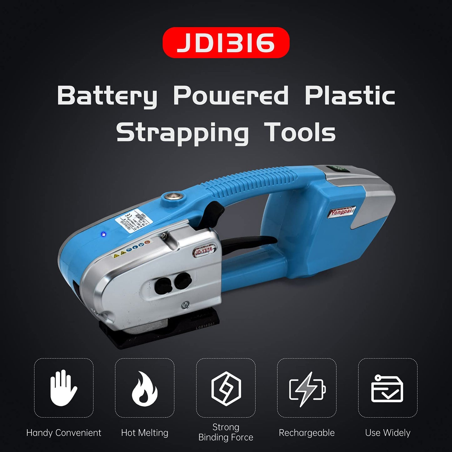 CAPTOK Electric Strapping Machine for 1/2-5/8 Inch Wide PP/PET Strap - Automatic Tool With 4000mAh Two Battery Hot Melting Box Pallet Packaging Baler Powered Banding Tools