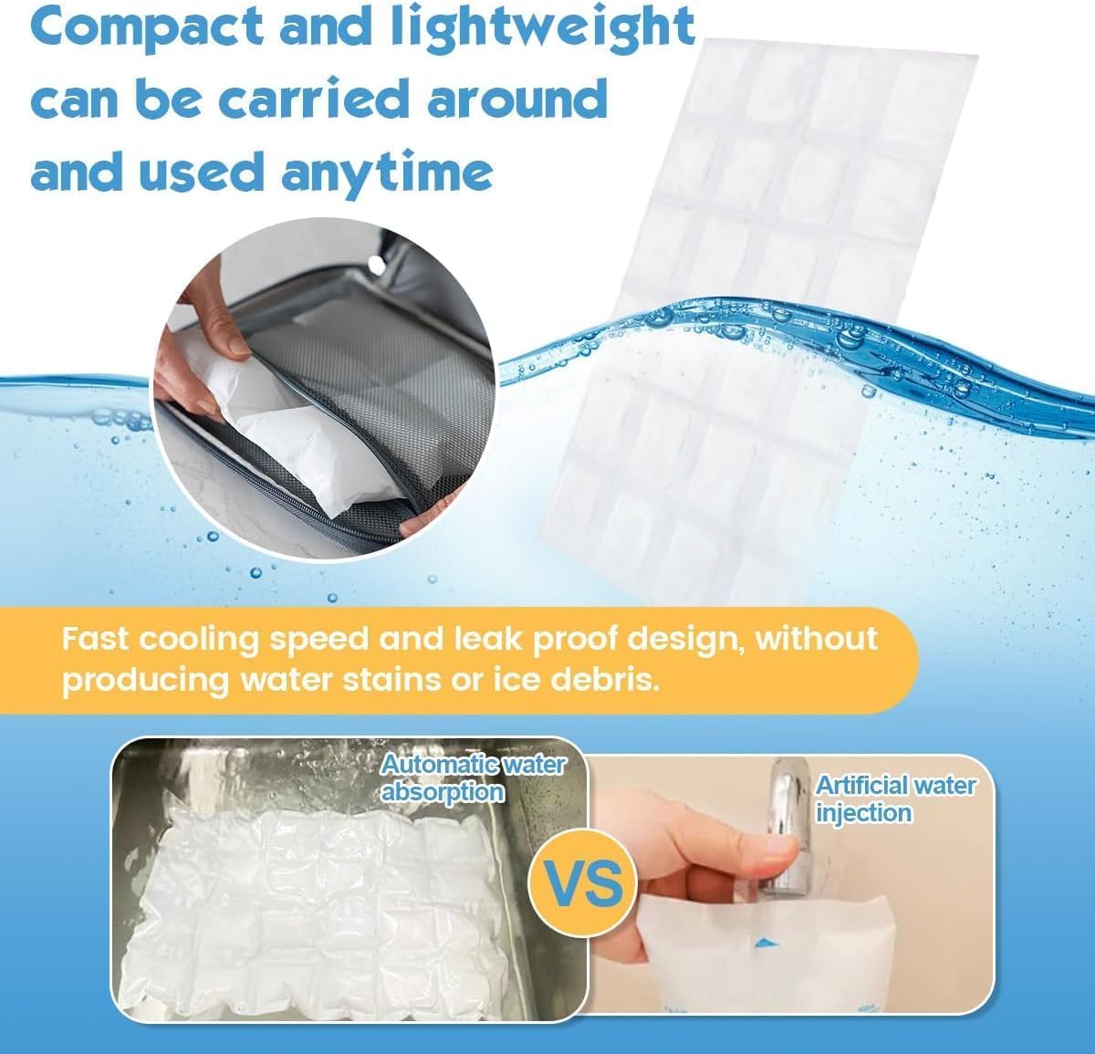 WAQIWARON Ice Sheets for Coolers Reusable - Ice Pack Sheets - 4 Large Flat Freezer Packs for Coolers - 96 Cube Ice Packs for Flexible Ice Mat - Long Lasting Ice Packs for Cooler